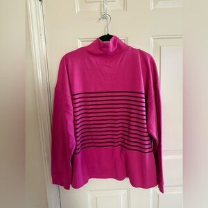 NEW Croft & Barrow Pink /Burgundy Mock Neck Front Pocket  Sweatshirt  Size XXL
